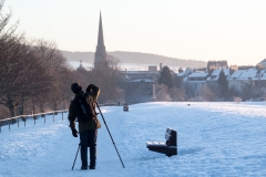 Setting up a winter photograph of Perth (photo by Carolyn Bell)
