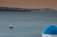 Sailing ship and blue dome
